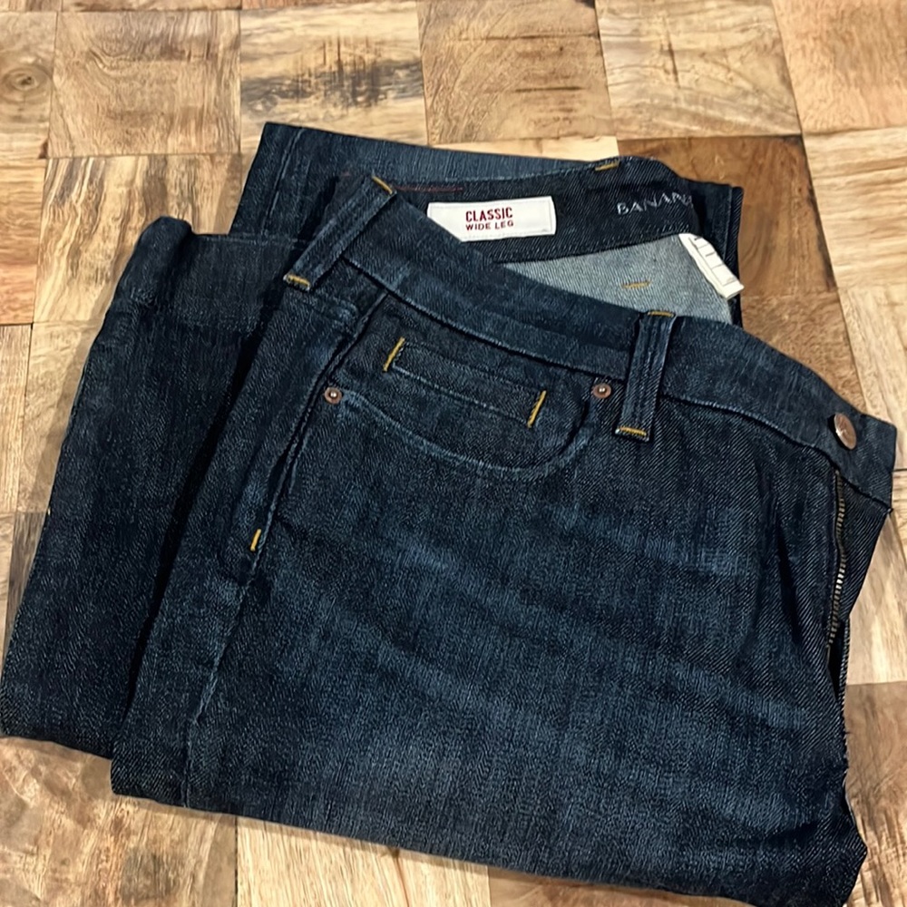 Wide leg low rise jeans